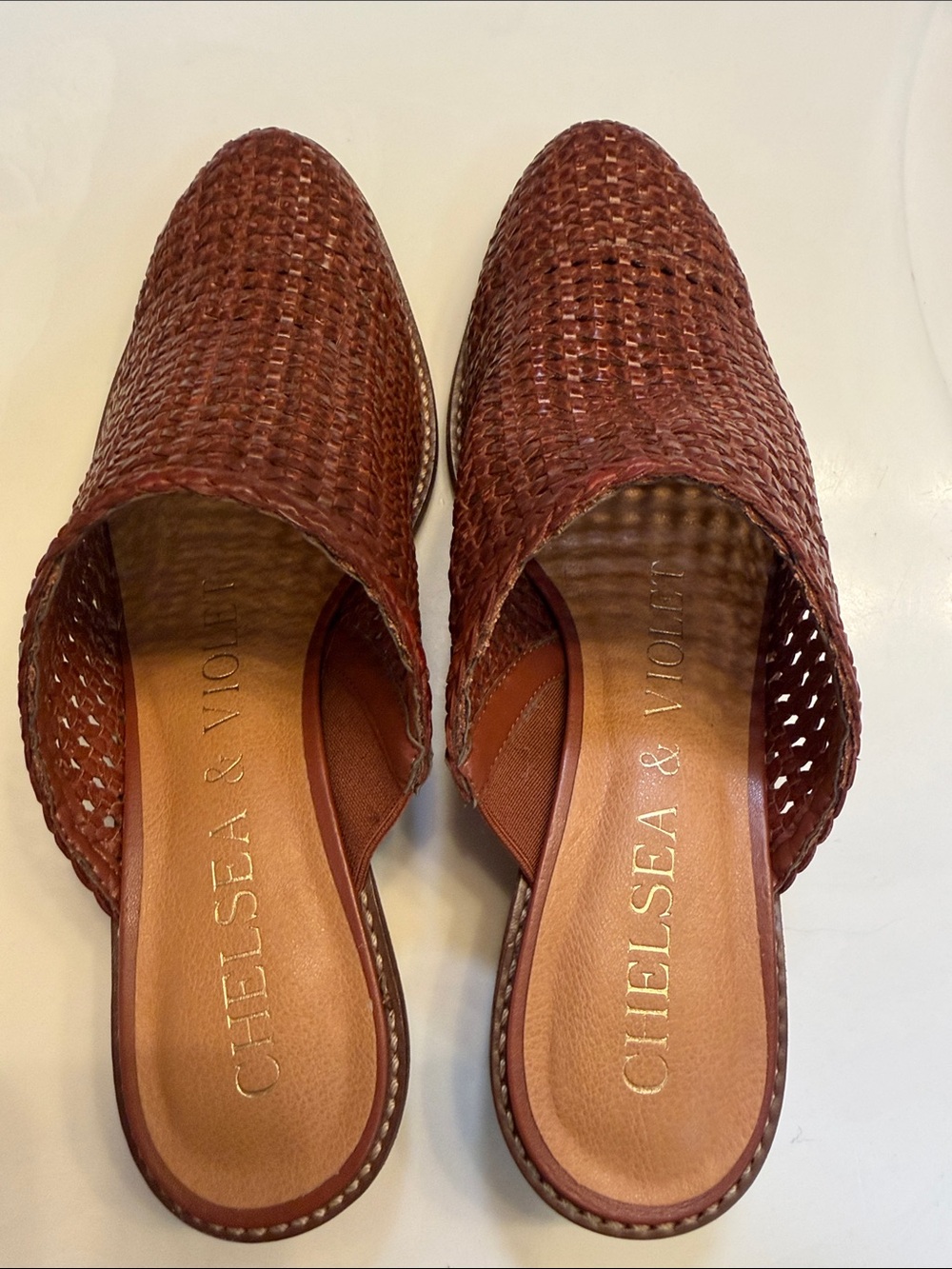Chelsea & Violet Brown Woven Slide Mules